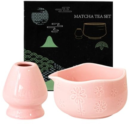 ESYFOR 2-Teilige Matcha Schüssel mit Schneebesenhalter,Matcha-Schale mit Ausgießer Japanische Chawan Matcha Teeschale Minimalistisches Matcha Zubehör für Zuhause, Büro oder als Geschenk