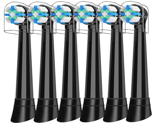 Testine Compatibile con Oral B iO Spazzolino Elettrico, per iO 2/3/4/5/6/7/8/9/10 serie, Setole dense per raddoppiare il potere pulente, 6pzs, Nero