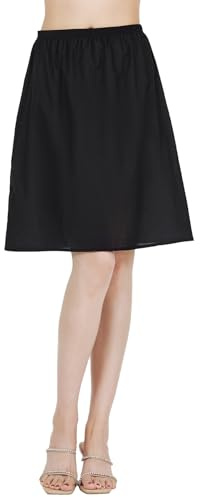 BEAUTELICATE Femme Jupon Lingerie sous-Jupe sous-Robe en 100% Coton Blanc Noir Ivoire Chair Court Mi-Long Fond De Jupe pour Fille Été