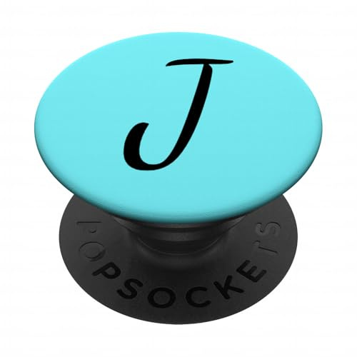 Initial J Baby Blue Design Beautiful Brush Script Letter J PopSockets Adhesive PopGrip