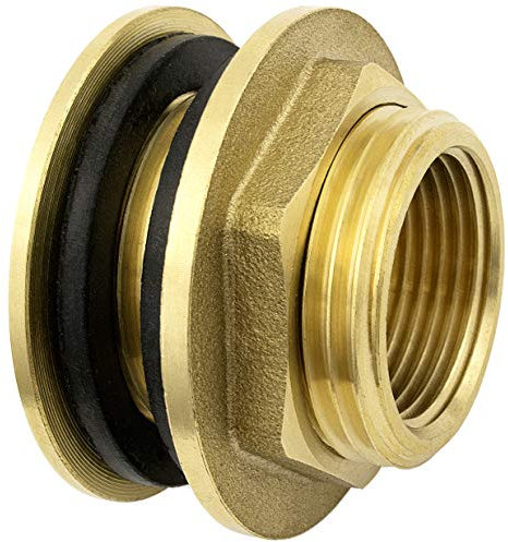 SHYNE Premium 3/4 Zoll Regentonnendurchführung aus Messing + 2X Gummidichtungen für Wasserhahn, Zapfhahn an Fass, Regentonne, Tanks rostfrei (2er Pack)