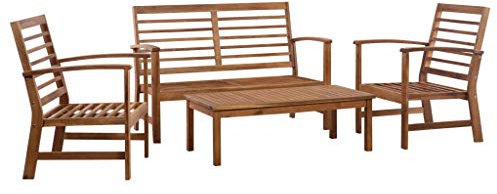 vidaXL Juego Muebles Jardín 4 Piezas Mobiliario Muebles Terraza Decoración Casa Hogar Bricolaje Balcón Sillas Mesas Madera Acacia Maciza