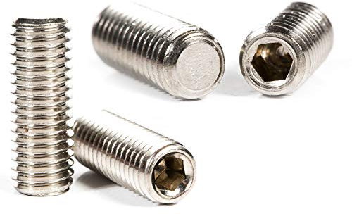 Viti senza testa M5 (5 mm x 6 mm) a punta piatta, in acciaio inox, filettatura metrica, chiave a brugola (confezione da 20)