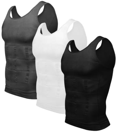 Odoland Compressione Uomo Canotta Contenitiva Shapewear Snellente Intimo Modellante Dimagrante Pancia Sportivo Fitness 3 Pezzi