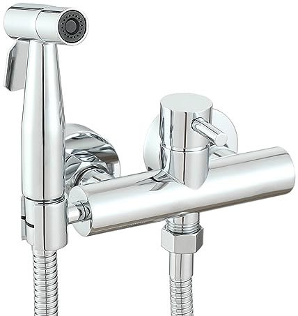 Ownace Mitigeur mural chromé pour bidet - Douchette de toilette - Robinet de bidet chaud et froid musulman avec kit de pulvérisateur Shattaf, BS201