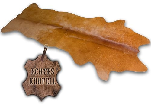 unendlich schoen - Tappeto in vera pelle di mucca, piccolo, realizzato a mano in Germania, inodore, in pelliccia di bovino, ideale per soggiorno, corridoio (rosso marrone, 120 x 55 cm)