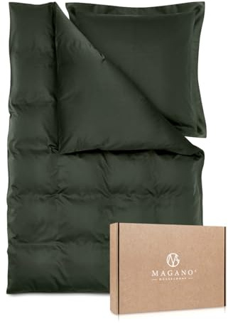 Magano® Luxus Bettwäsche-Set - Bambus & Baumwolle Satin - 400 TC Premiumqualität (Dark Green, 135x200 cm + 80x80cm)