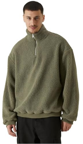 Urban Classics Troyer för män, oversized teddy-troyer av sherpa-tyg, oversize passform, storlekar S–5XL, Palegreen, XXL