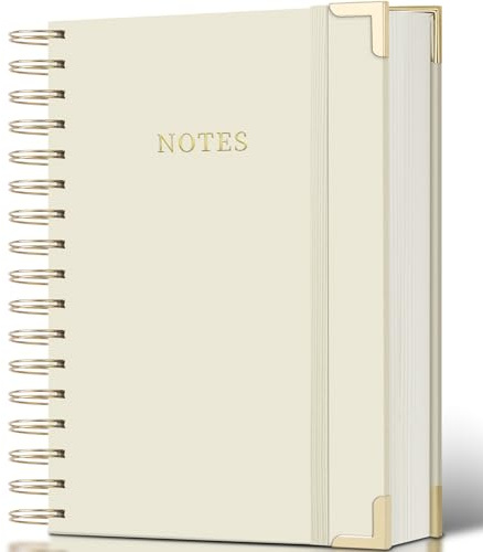 ALKALO Spiral Notebook Journal, 328 Pages Linen Hardcover College Ruled Notebook, Lined Thick Journals for Women Men, A5 Thick Spiral Journal for Writing, 100GSM Paper, Cute Notebooks for Work School