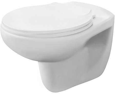 Balterley Wall Hung Toilet, Round Toilet Seat for Bathroom and Cloakroom, Wall Hung Pan for Bathroom and Cloakroom, Round Toilets for Bathrooms, No Seat Included - 355 x 510 x 350mm (White)