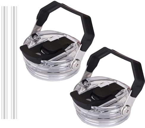 30oz & 20oz Replacement Lid for Stanley IceFlow Stainless Steel Tumbler，2 PCS Spill Proof Tumbler Cover with Handle & 2-in-1 Flip Straw Spout，Leak-Proof Splash Resistant (Black)