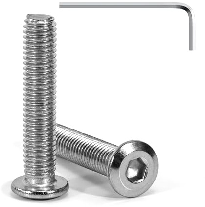 Tunejoy Vis à Tête Plate M8 x 40 mm Vis à Six Pans Creux en Acier Inoxydable A2 V2A Boulons de Meubles Hexagonale avec Clé Allen Filetage Complet 20 Pièces