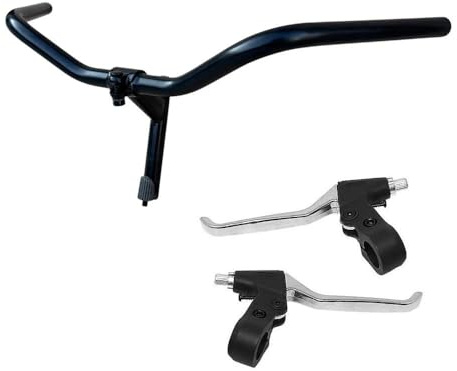 Manubrio Bici City Bike in Acciaio Nero 600 mm con Leve Freno – Compatibile 24” 26” 28” – Manubrio per Bicicletta Uomo Donna City Bike/Passeggio