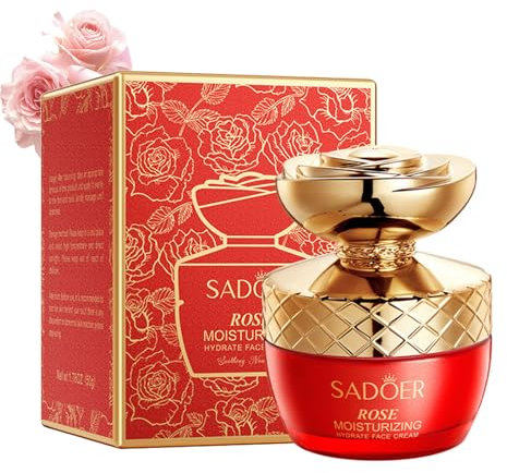 Crema viso da giorno alla rosa con olio di rosa naturale, crema idratante anti-età per donne, nutre e lenisce, migliora i problemi della pelle secca, ruvida e opaca, crema viso idratante naturale, 50