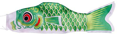 Manica a vento a forma di carpa, manica a vento colorata, decorazione da appendere per esterni, impermeabile, in raso, 40/70/100 cm, per giardino, patio (40 cm verde)