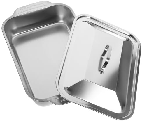 GALPADA Teglia Forno Acciaio Inox per Pesce Arrosto, Vassoio Rettangolare, Argento, Design Versatile per Cucina e Servizio
