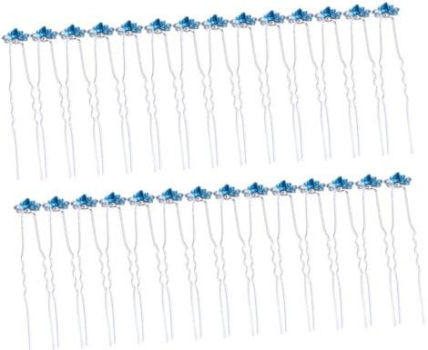 iplusmile 40 pezzi Forcine per Capelli con Strass Forcelle per Chignon Donna Accessori Eleganti per Acconciature da Sposa e Cerimonia Design Rosa in Blu Laghetto Leggere e Resistenti