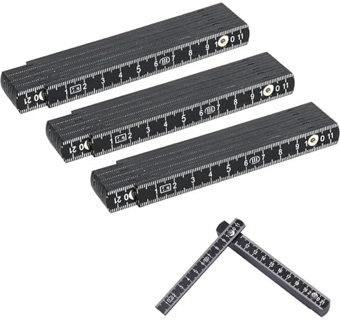 3 Stück Zollstockm 1m Meterstab Zollstöcke Gliedermaßstab mit 10 Glieder Mini Zollstock 1 Meter Zollstock aus Kunststoff Maßstab Lineal Schwarz Meterstab Extra Bruchsicher für Heimwerker, Werkstatt