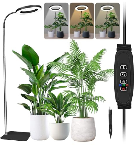 Grow Lights for Indoor Plants - Full Spectrum LED Plant Growing Light with 3H/9H/12H Auto Timer, Height Adjustable (16-67), 3 Color Modes, 10 Dimming - Sun Lamp for Large Tall Small Plant- Black