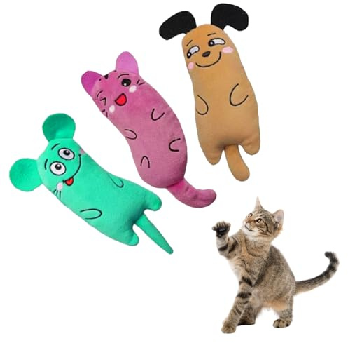 HEIZHU 3Pcs Catnip Toys for Cats,Cat Nip Toys for Indoor Cats Kitten Cat Interactive Plush Chew Teeth Cleaning Toy for Scratch Chewing Teeth Grinding Catnip Pillow