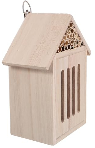 HEANUJJ Wooden Insect Hotel Natural Bug House Garden Shelter Nesting Box for Bees Butterflies Ladybugs Outdoor Wildlife Habitat 11x9x21cm