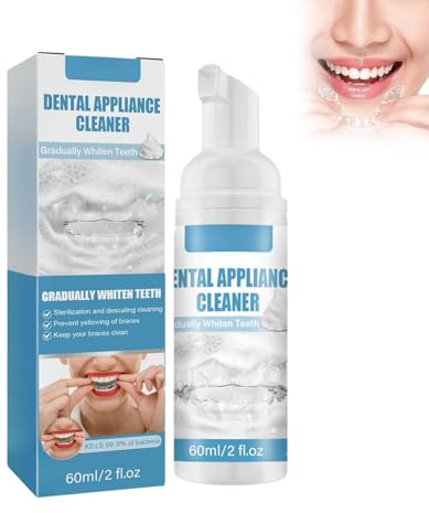Oppingster Espuma limpiadora para retenedores de 60 ml, espuma limpiadora con frescor a menta para alineadores, pastillas limpiadoras para dentaduras postizas Tooth care