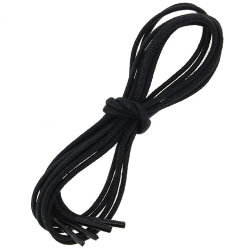 Les Lacets Français. Lacets ronds et épais. 3mm, Coton. Noir. FABRIQUE EN FRANCE