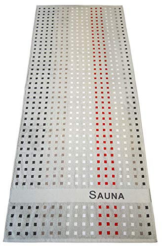 Dyckhoff Saunatuch kariert 80 x 200 cm - 450g/m2 - Oeko Tex 100 Frottee Baumwolle (Silbergrau)