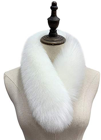 MoreChioce Winter Kunstfell Schal,70cm Luxuriöser Damen Faux Pelz Winterschal Fellimitat Fuchs Pulswärmer Flauschig Pelzschal,Weiß