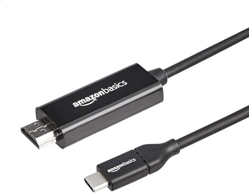 Amazon Basics Adapterkabel USB-C (Quelle) auf HDMI (Display), Thunderbolt-3-kompatibel, 4K bei 30 Hz, 0.91 m, schwarz