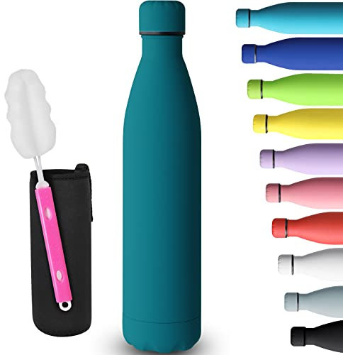 GeeRic Bouteille d'eau en Acier Inoxydable, Bouteille d'eau en Métal à Double Paroi Isolée sous Vide 12 Heures Chaudes et 24 Heures Boissons Froides Bouteilles 1000 ML/34 Oz Jasper