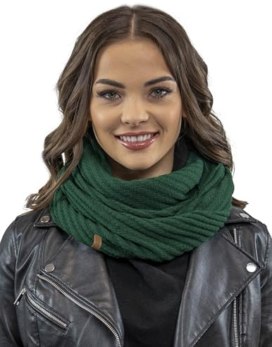 Vivisence Bufanda Redonda Invernal Para Mujeres 7017S, Hecho En La UE, Verde,Talla Única