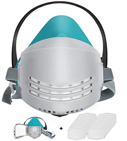 ANUNU Masque de protection avec 20 filtres, respirateur avec filtres remplaçables pour peinture, résine époxy, soudure, travail du bois et autres travaux de protection