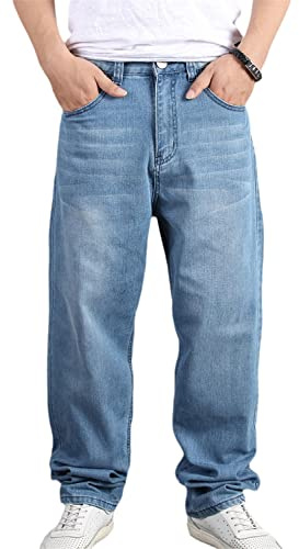 tinetill Jeans Larghi da Uomo Jeans Basic Dritti Streetwear Pantaloni Hip-Hop da Uomo Pantaloni Cargo in Denim Pantaloni Sportivi Larghi Streetwear