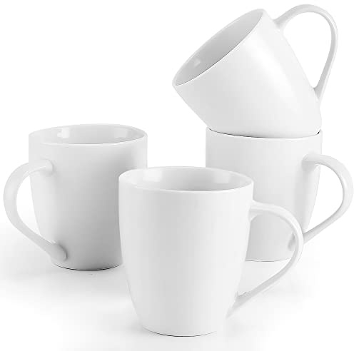 Mfacoy White Coffee Mugs Set of 4, 16 Ounce Mug with Handles, Ceramic Coffee Cups, Porcelain Mugs Sets, Large Coffee Mugs for Coffee, Tea, Hot Cocoa, Milk, Microwave and Dishwasher Safe