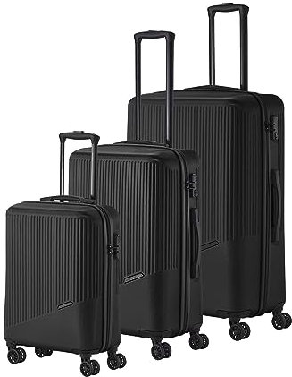 Travelite 4-Rad Koffer Set 3 teilig Größen L/M/S, Gepäck Serie Bali: ABS Hartschalen Trolleys mit TSA Kombinationsschloss (Handgepäck Koffer ohne TSA)