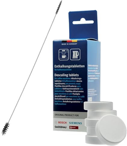 6 pastiglie decalcificanti con scovolino spazzola per la pulizia compatibile con Bosch Siemens 00311864 00310967 TZ6002