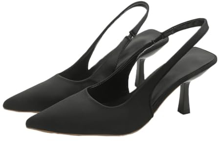ticticlily Pompe Donna Scarpe di Sandalo Décolleté Classiche con Cinturini Posteriori da Donna Kitten Heels Slingback Court Shoes A Nero 39 EU