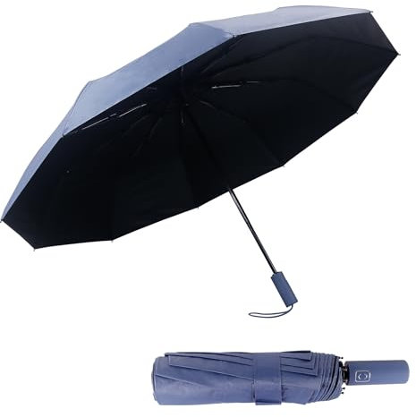 huruirui Parapluie Pliant Ouverture et Fermeture Automatique Parapluie Homme Femme Parapluie Automatique Facilement Emballable Parapluie Portable pour Parasol Pliable Voyage (Bleu10 Sections)