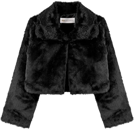 Bolerose Ragazze Avvolgente Peli Sintetici Bambini Bambini Bolero Coprispalla Giacca Cappotto (Nero, 3-4 Anni)