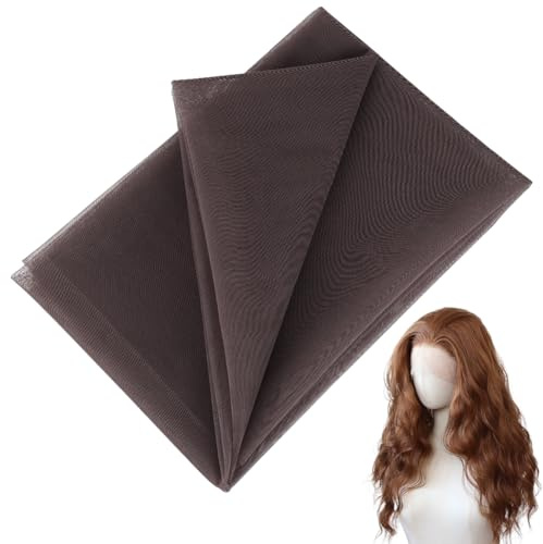 BENECREAT 0.9m di Rete In Pizzo Svizzero per Realizzare Calotte, Accessori per Parrucche con Chiusura, Retina per Capelli per Parrucche Frontali, Marrone cocco/Abbronzatura/Verde oliva scuro
