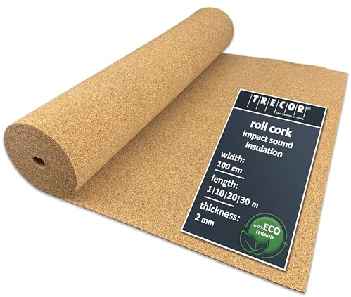 Base de corcho TRECOR aislante del ruido de impacto - 2 mm de espesor - Para suelos laminados y de parquet - Compra (5 m²)
