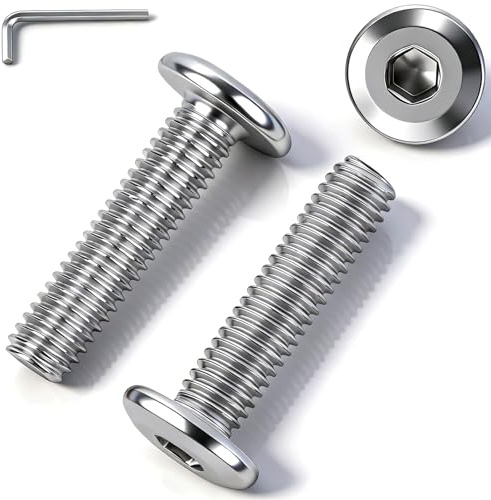 msymsyu 25 tornillos de cabeza plana M8 x 30 mm, tornillos de acero inoxidable, M8, hexágono interior, cabeza plana 304, acero inoxidable A2 V2A, tornillos de cabeza alomada con 1 llave Allen de 5 mm