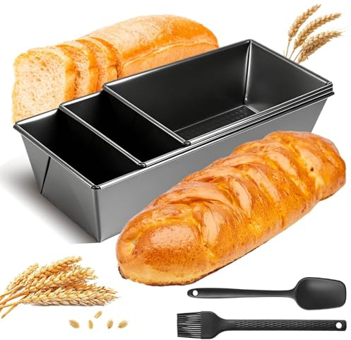 COEWUR Set di 3 teglie per pane in acciaio al carbonio antiaderenti, assortite, 20 x 11 x 7 cm, 26 x 11 x 7 cm, 30 x 11 x 7 cm, perfette per pane alla banana, padella per polpettone, panini e altro