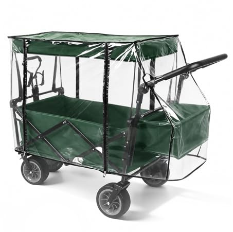 Funda de lluvia para carrito 115 × 75 × 51 cm, PEVA transparente | Cubierta impermeable con cremallera y cierre autoadherente para carrito plegable, de transporte y camping