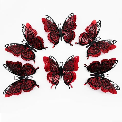 Sawhamale Lot de 18 Autocollants muraux 3D en Forme de Papillons colorés Amovibles pour Salon, Chambre à Coucher, fenêtre, décoration Romantique de Saint-Valentin, 9,7 x 11,5 cm