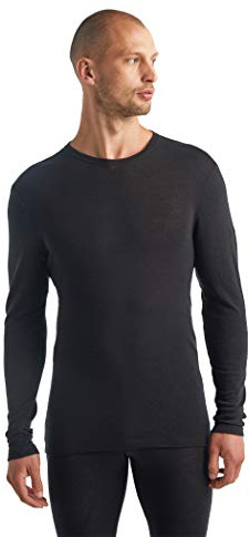 Icebreaker 100% Merinowolle Herren Base Layer - Everyday Langärmeliges Crewe - 175 Ultralight Fabric | Thermounterwäsche | Skiunterwäsche | Funktionsunterwäsche | Thermoshirt - Schwarz, XXL