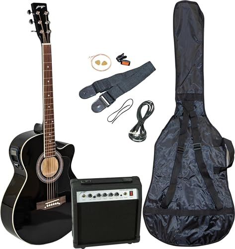 Johnny Brook Semi-Acoustic Guitar Kit with 20W Amplifier - Black