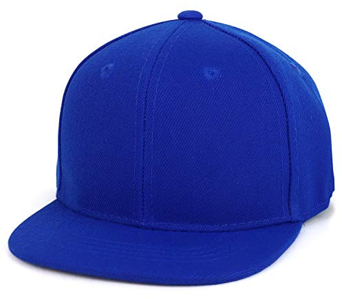 Trendy Apparel Shop Infant to Toddler Kid's Plain Structured Flatbill Snapback Cap (One Size, Royal)