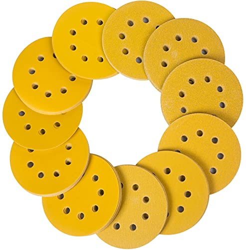 STEBRUAM 110PCS 125mm Sanding Discs, Orbital Sander Discs Include 60 80 100 120 150 180 240 320 400 600 and 800 Grit Sand Sheets
